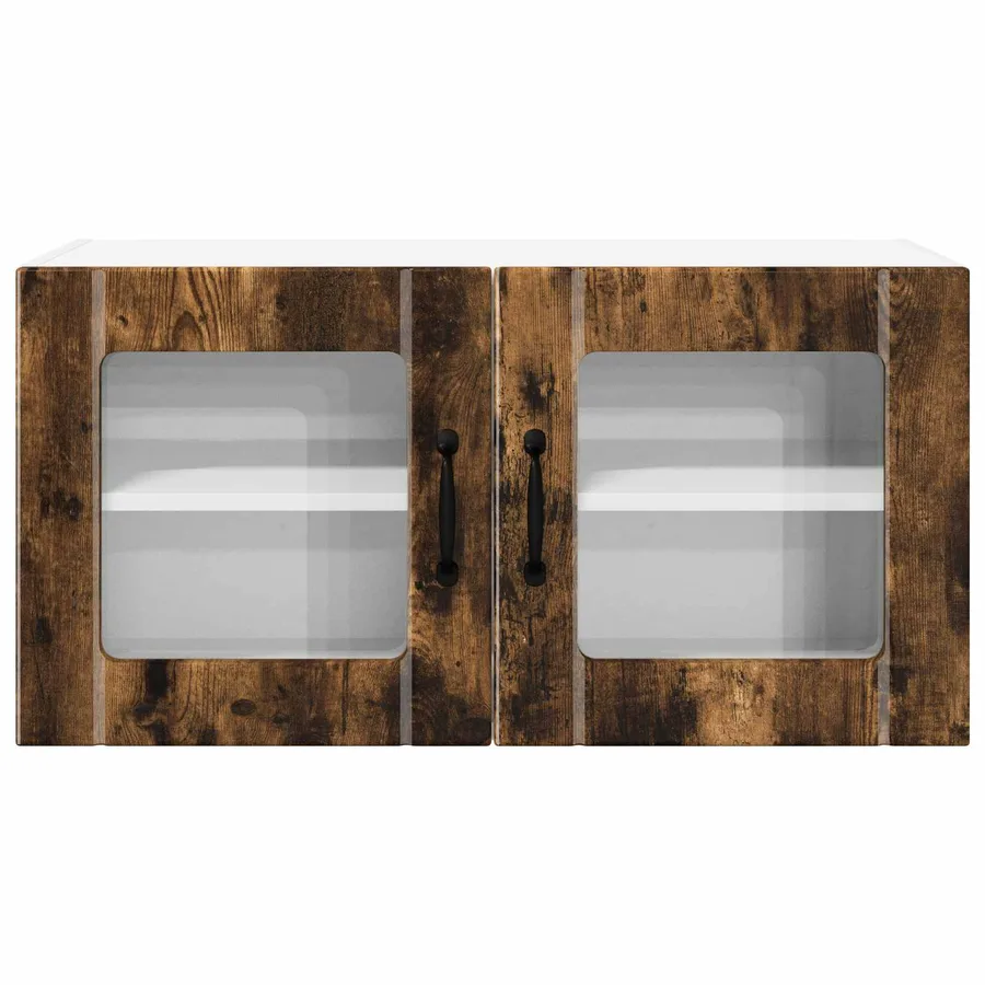 Cabinet en verre mural PORTO Chêne fumé 80 x 31 x 40 cm - 6