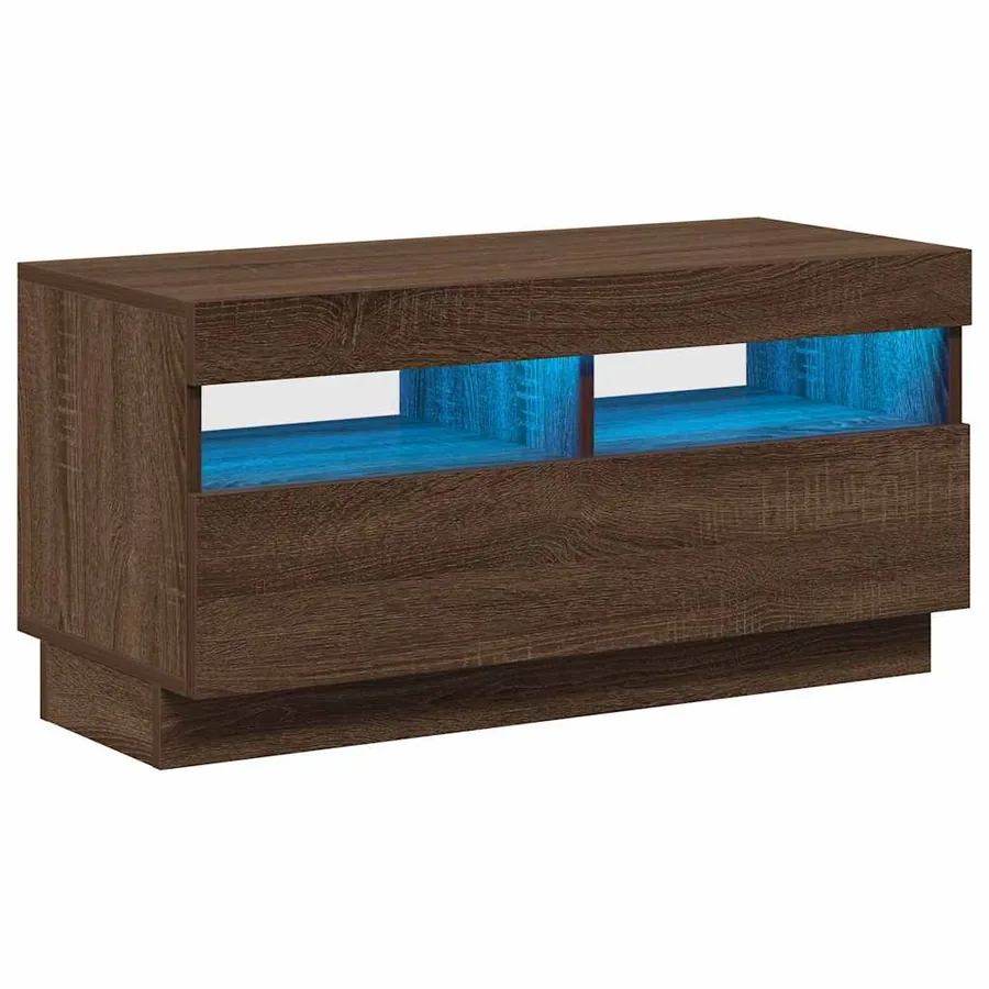TV cabinet with LED lights brown oak 80x35x40 cm - 2