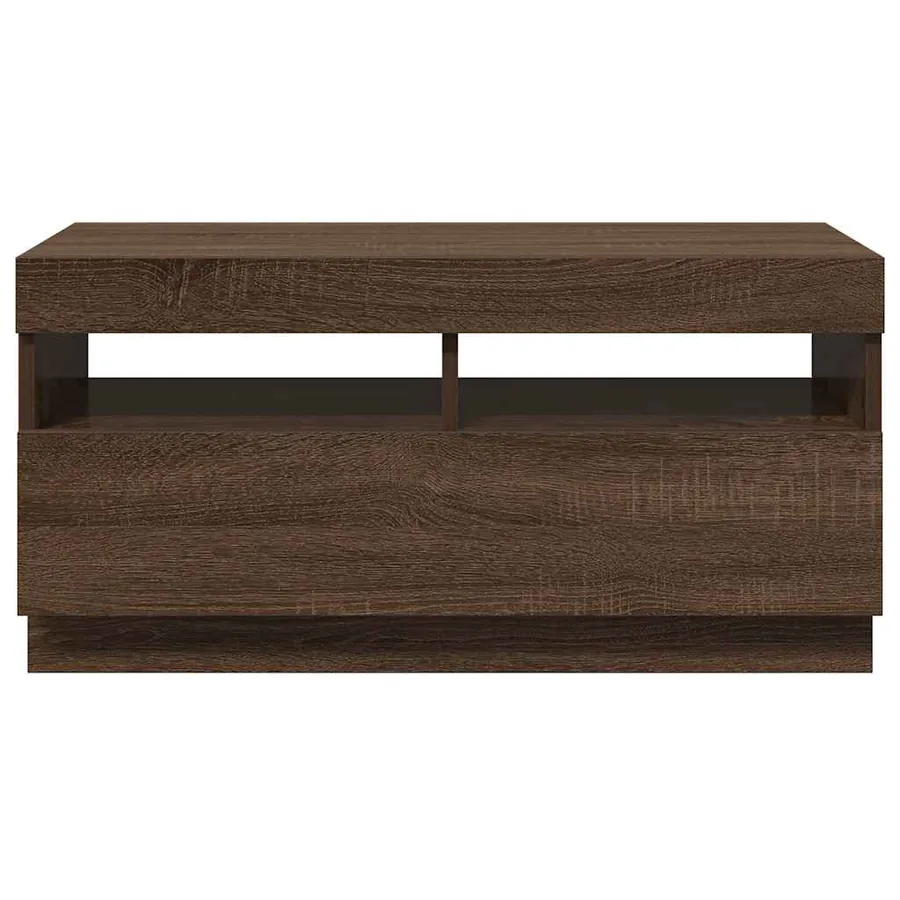 TV cabinet with LED lights brown oak 80x35x40 cm - 7
