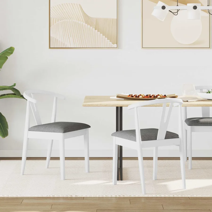 Chaise de salle à manger 2 pcs Blanc et Gris