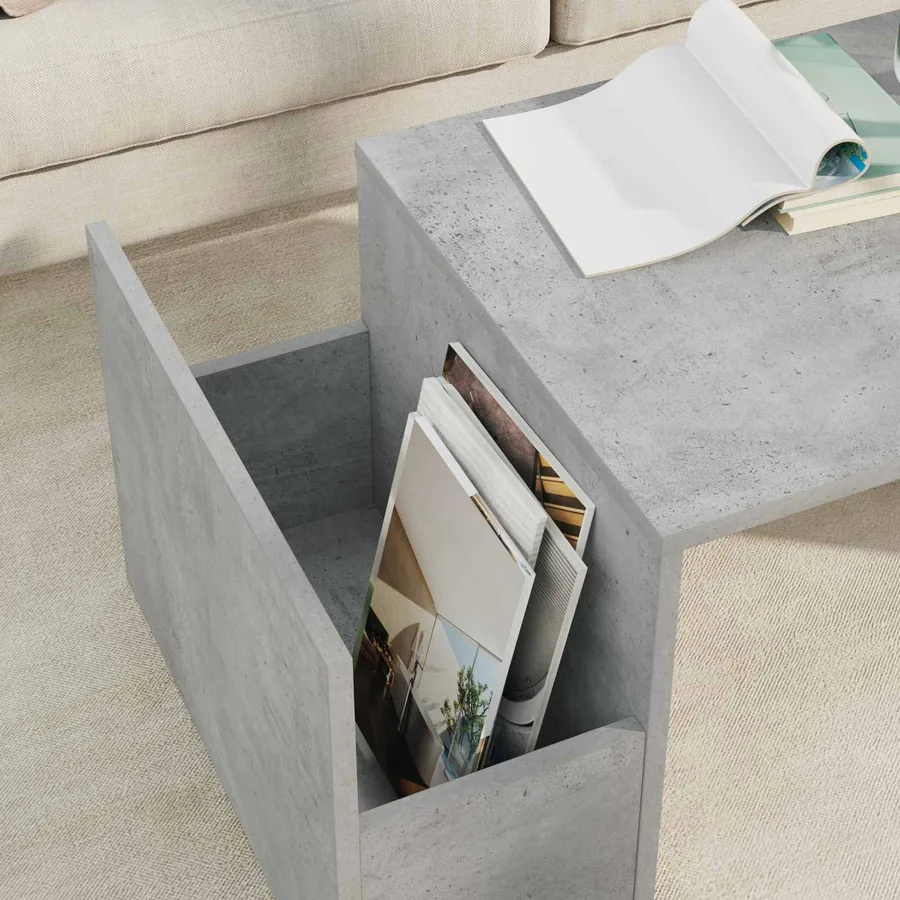 Table basse Gris béton 90 x 45 x 35 cm Bois d'ingénierie - 4