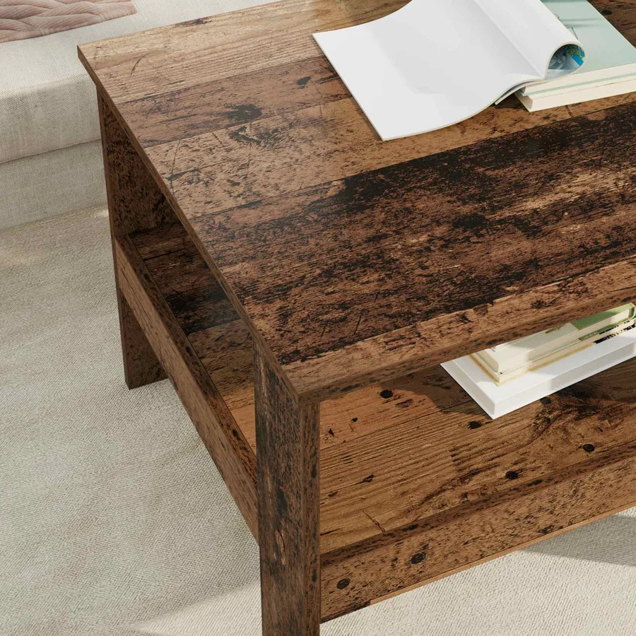 Table basse Bois ancien 57 x 55 x 45 cm Bois d'ingénierie - 4