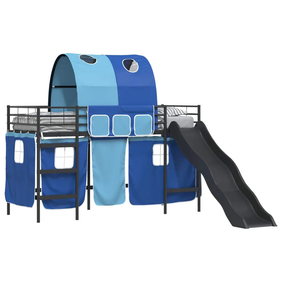 Lit mezzanine pour enfants Noir et Bleu 90 x 190 cm Métал - 2