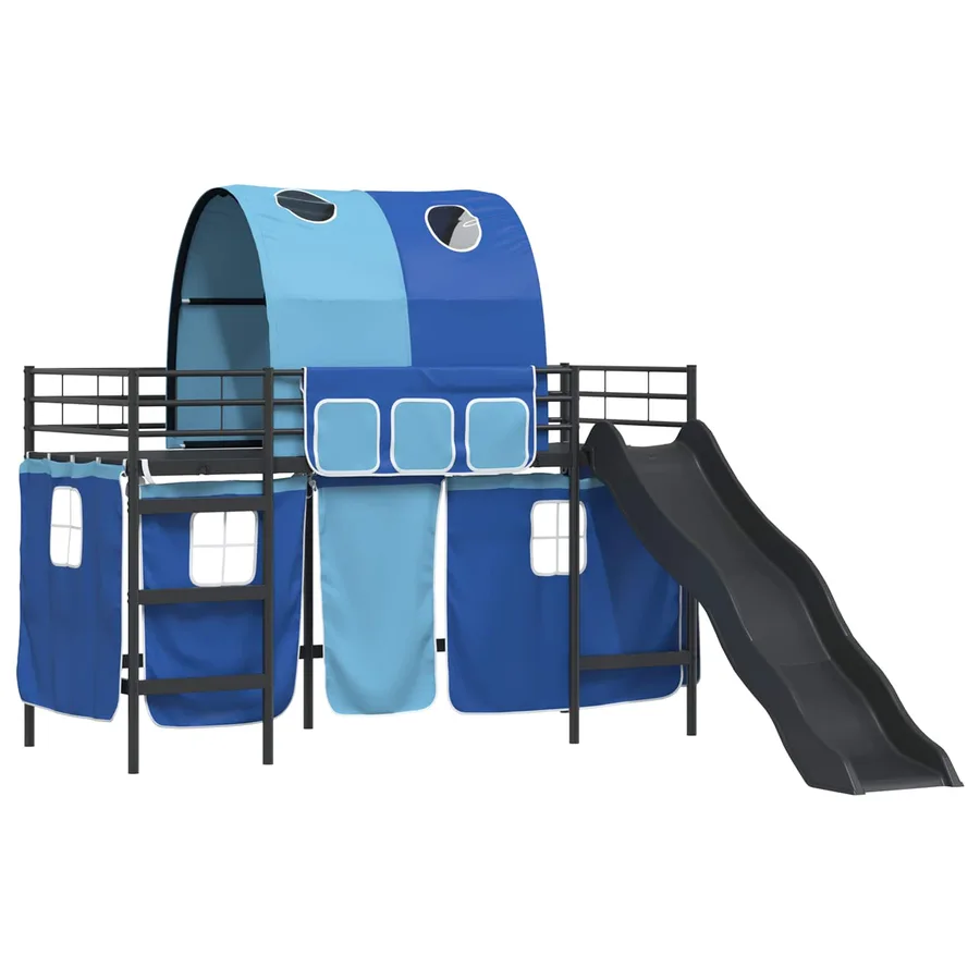 Lit mezzanine pour enfants Noir et Bleu 90 x 190 cm Métал - 4