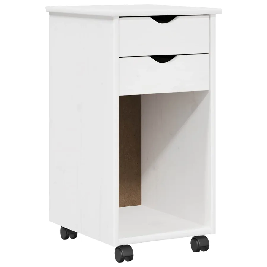 Cabinet roulant Blanc 34 x 39 x 65,5 cm Pin massif - 2