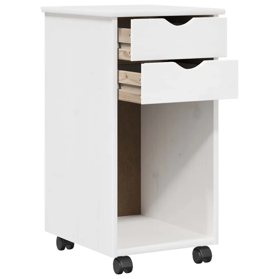 Cabinet roulant Blanc 34 x 39 x 65,5 cm Pin massif - 4