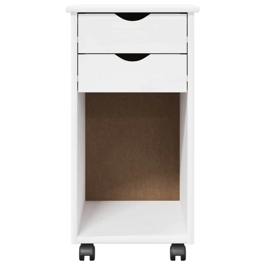 Cabinet roulant Blanc 34 x 39 x 65,5 cm Pin massif - 5