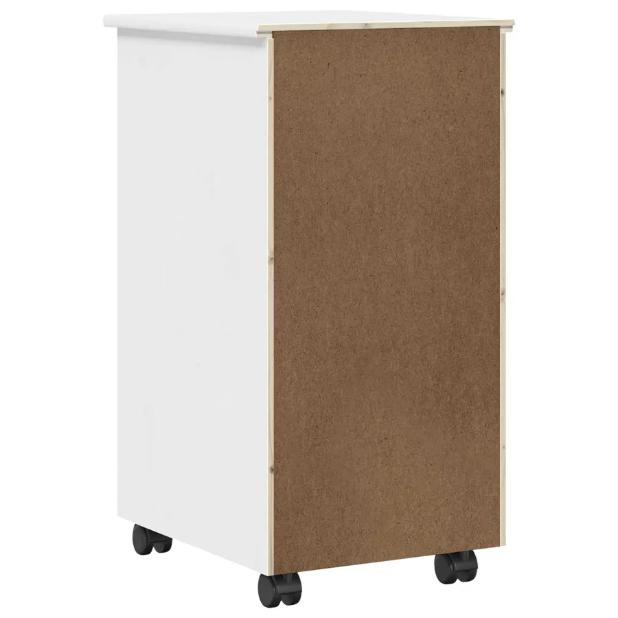 Cabinet roulant Blanc 34 x 39 x 65,5 cm Pin massif - 7