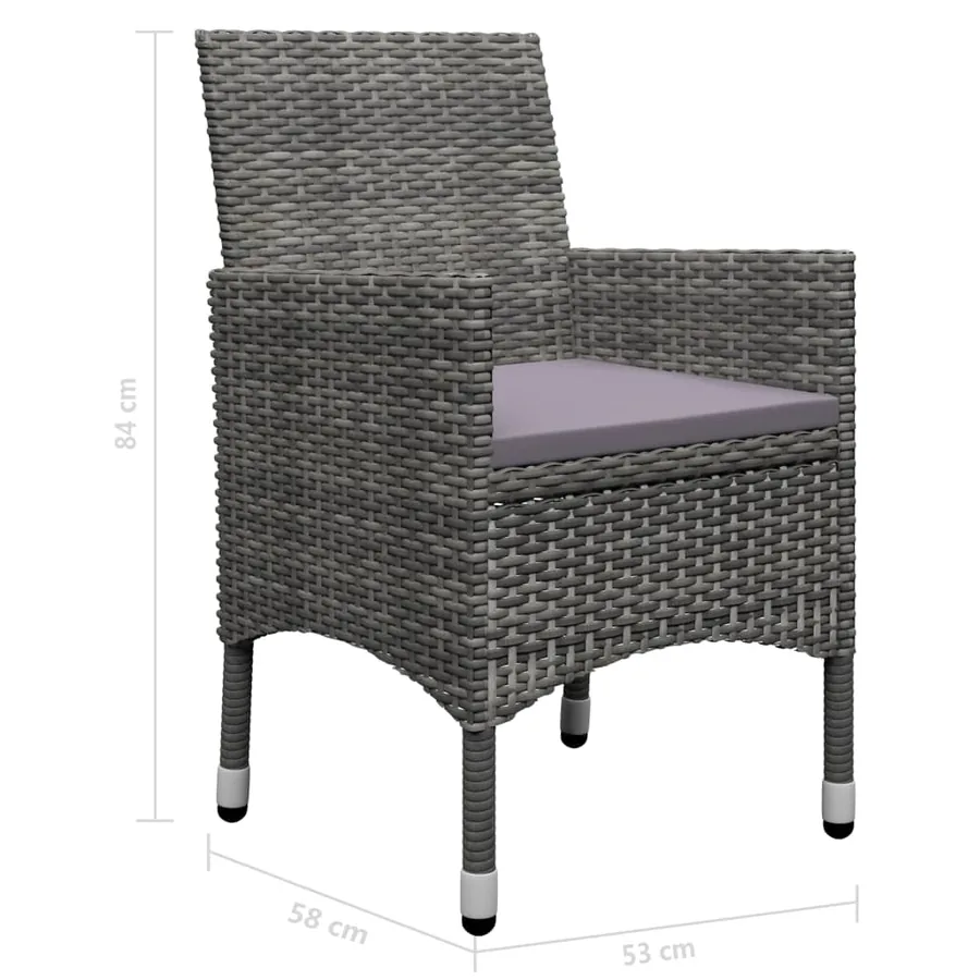 Ensemble à manger de jardin 9 pcs Résine tressée et verre Gris - 12