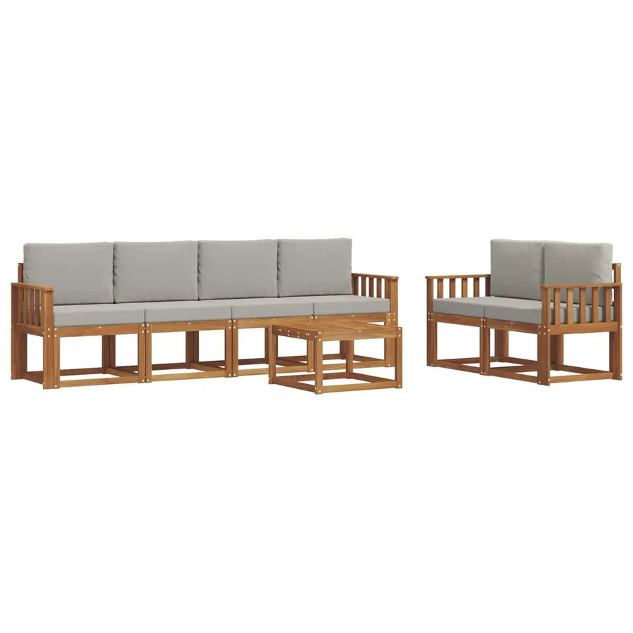 Ensemble de canapés d'extérieur 7 pcs Gris Naturel et Clair - 2