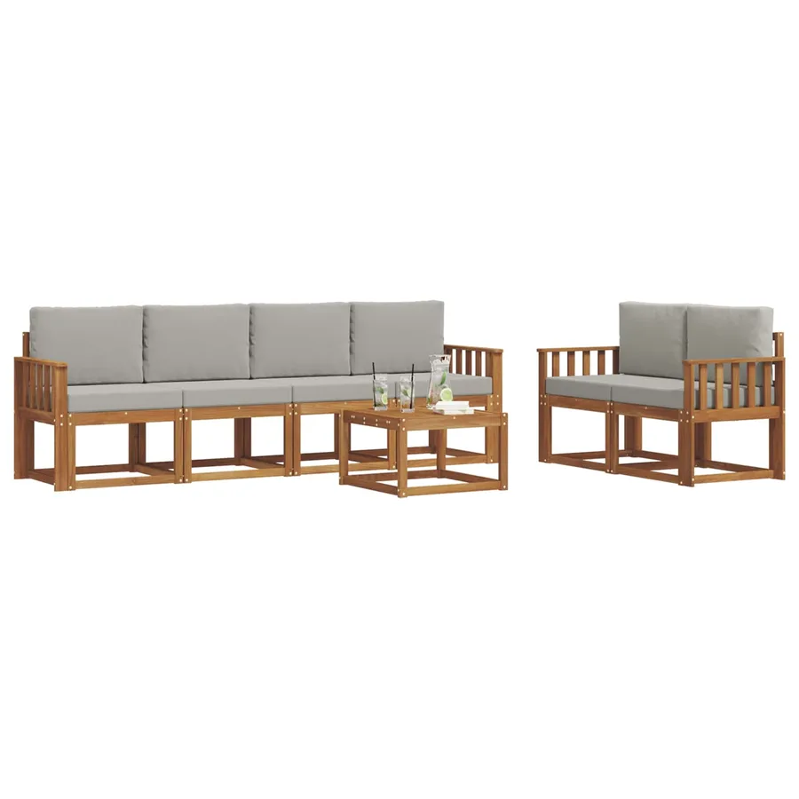 Ensemble de canapés d'extérieur 7 pcs Gris Naturel et Clair - 3
