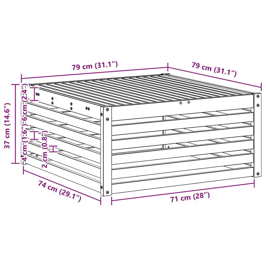 Table de jardin Bois d'Acacia Massif Naturel 79 x 79 x 37 cm - 9