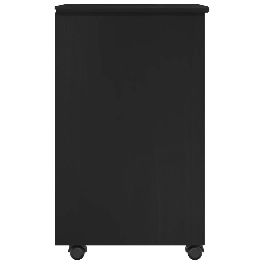 Cabinet roulant Noir 34 x 39 x 65,5 cm Bois de Pin Massif - 6