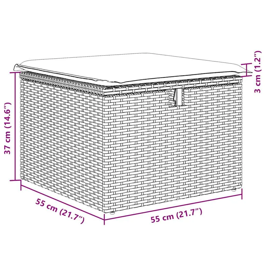 Salon de jardin 6 pcs avec coussins noir résine tressée - 16