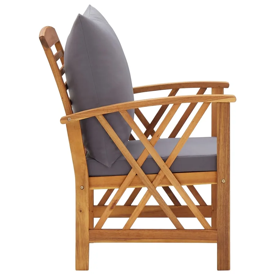 Salon de jardin 5 pcs avec coussins Bois d'acacia solide - 5