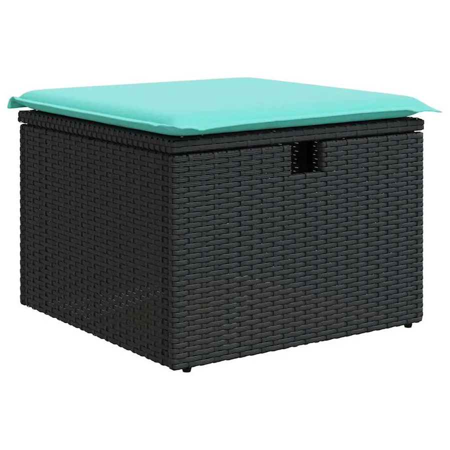 Salon de jardin 6 pcs avec coussins noir résine tressée - 6