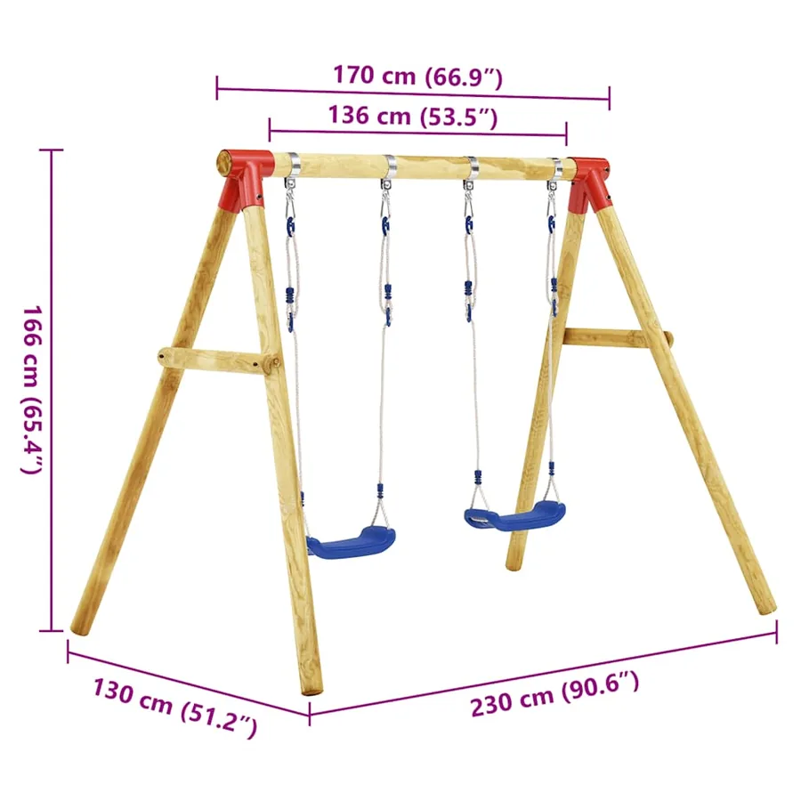 Ensemble de balançoire 230x130x166 cm Bois de pin - 6