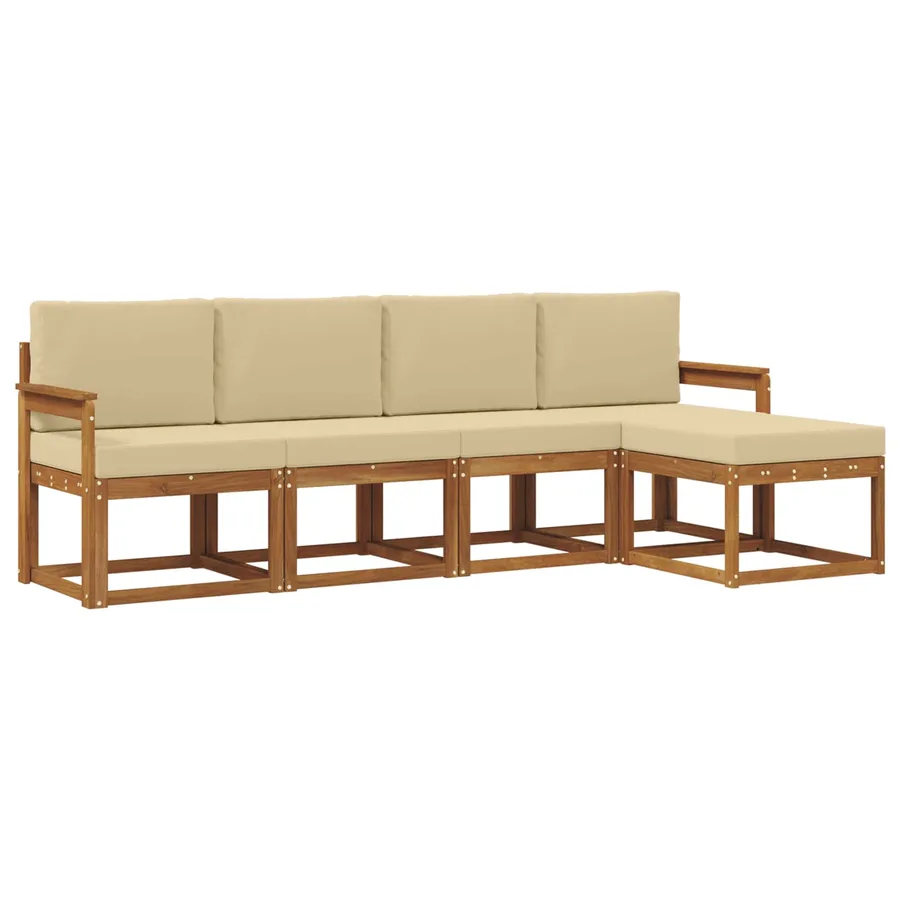 Ensemble de canapés d'extérieur 5 pcs Naturel et Beige - 2