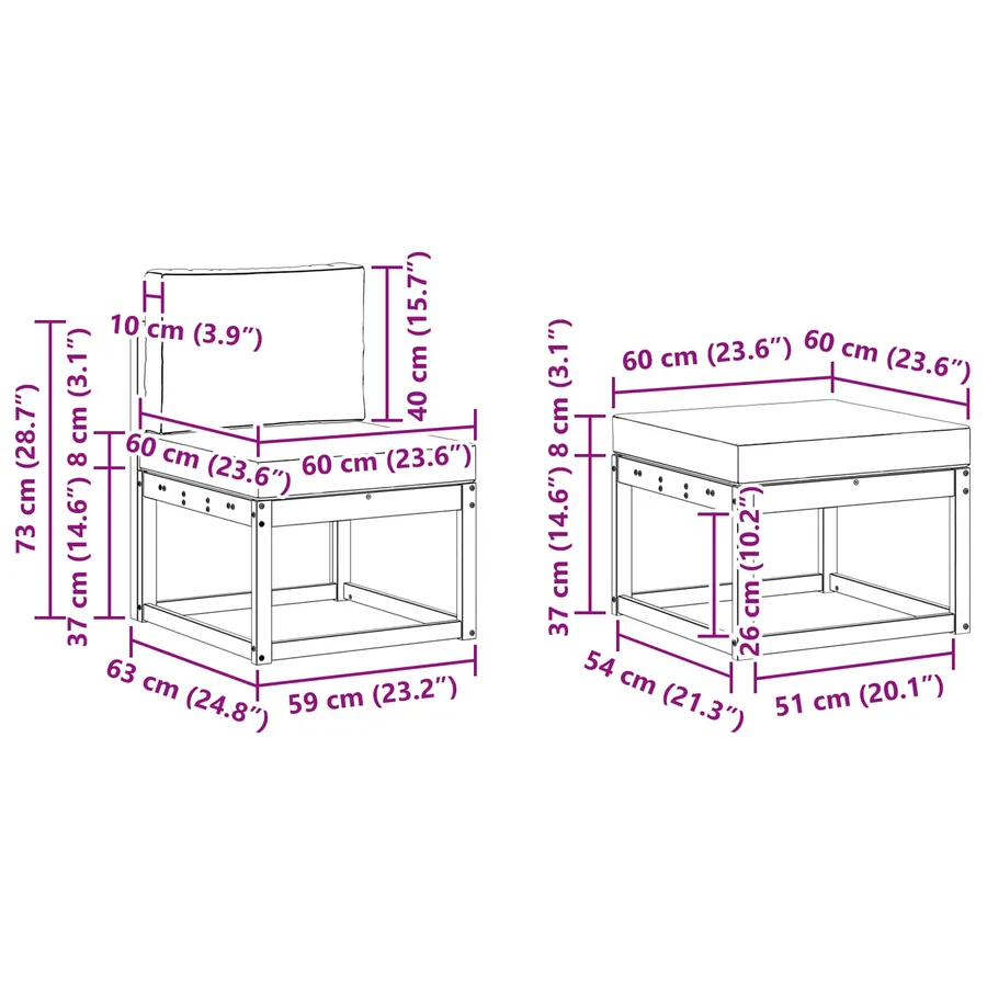 Ensemble de canapés d'extérieur 5 pcs Naturel et Beige - 9