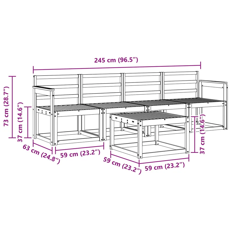 Ensemble de canapés d'extérieur 5 pcs Naturel - 9