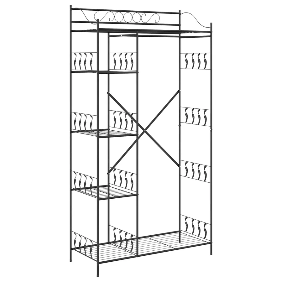 Armoire Ouverte avec étagère Noir 101 x 43 x 188 cm Acier - 2
