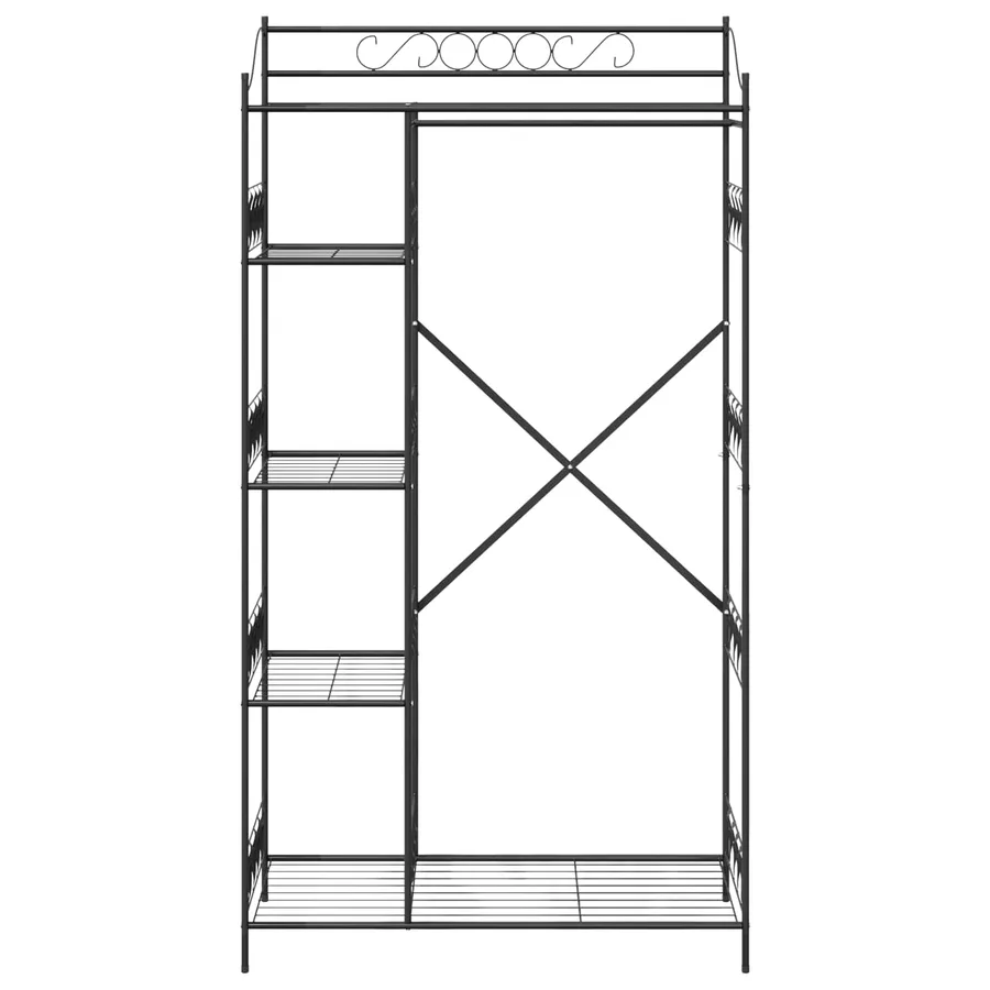 Armoire Ouverte avec étagère Noir 101 x 43 x 188 cm Acier - 5