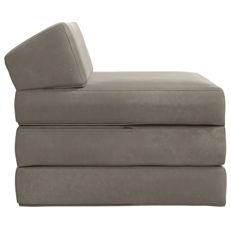 Canapé-lit pliable Gris clair 200 x 70 x 10 cm Velours - 3