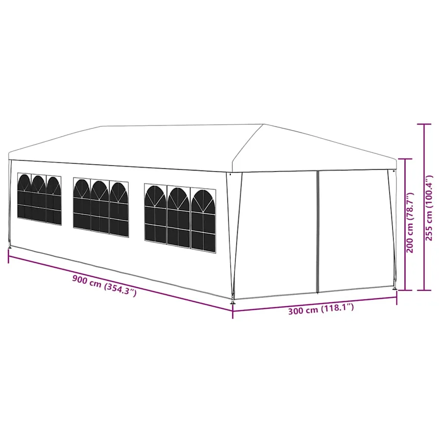 Tente de réception 3x9 m Anthracite - 11