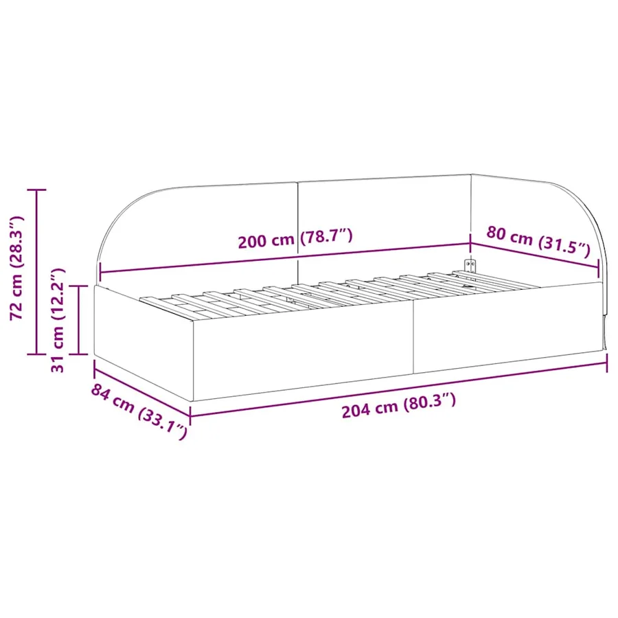 Cadre de lit d'angle Gris clair 80 cm x 200 cm Velours - 11