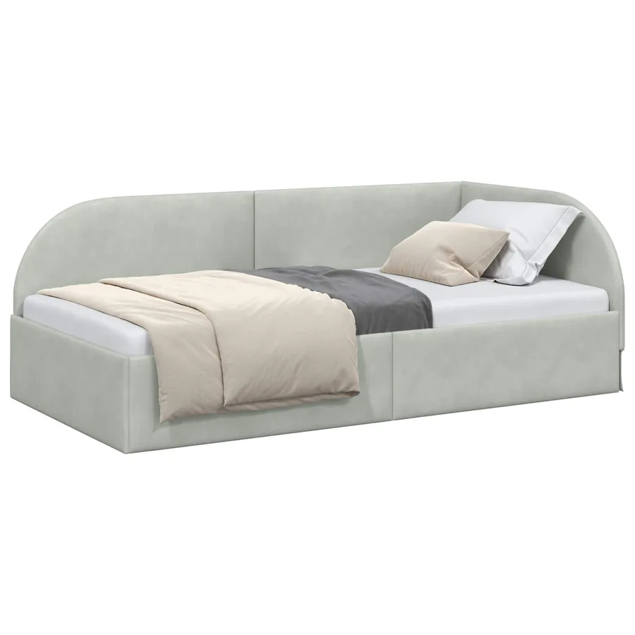 Cadre de lit d'angle Gris clair 80 cm x 200 cm Velours - 2