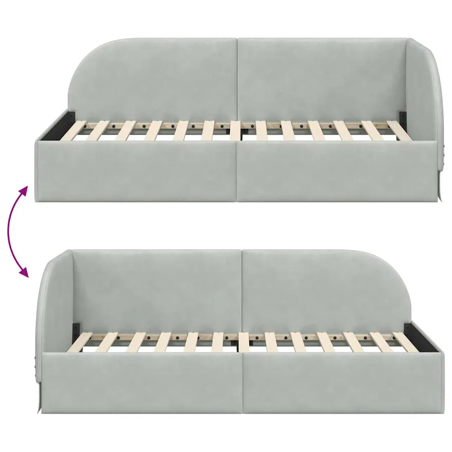 Cadre de lit d'angle Gris clair 80 cm x 200 cm Velours - 9