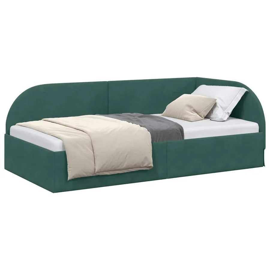 Cadre de lit d'angle Vert foncé 100 cm x 200 cm Velours - 2