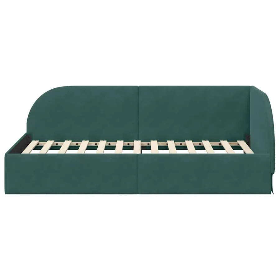 Cadre de lit d'angle Vert foncé 100 cm x 200 cm Velours - 5