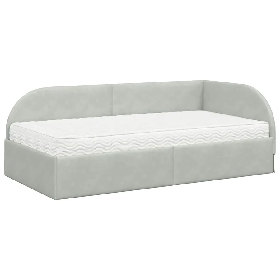 Cadre de lit d'angle avec matelas 2 pcs Gris clair Velours - 4