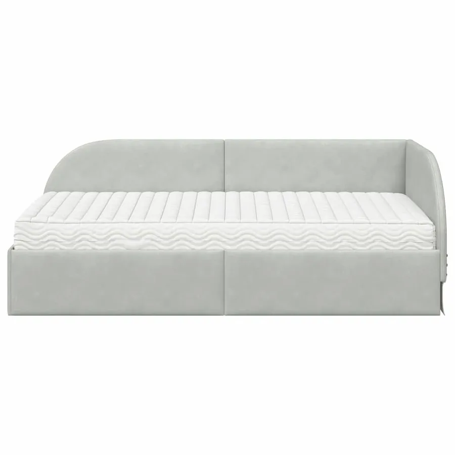 Cadre de lit d'angle avec matelas 2 pcs Gris clair Velours - 5