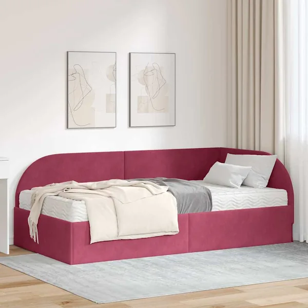 Cadre de lit d'angle avec matelas 2 pcs Vert Velours