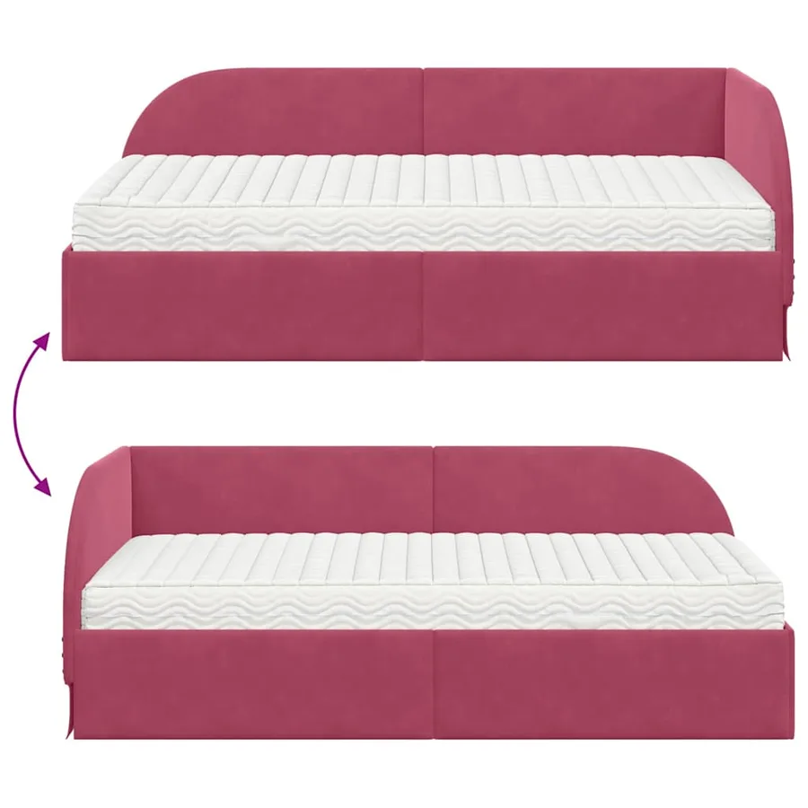 Cadre de lit d'angle avec matelas 2 pcs Vert Velours - 12