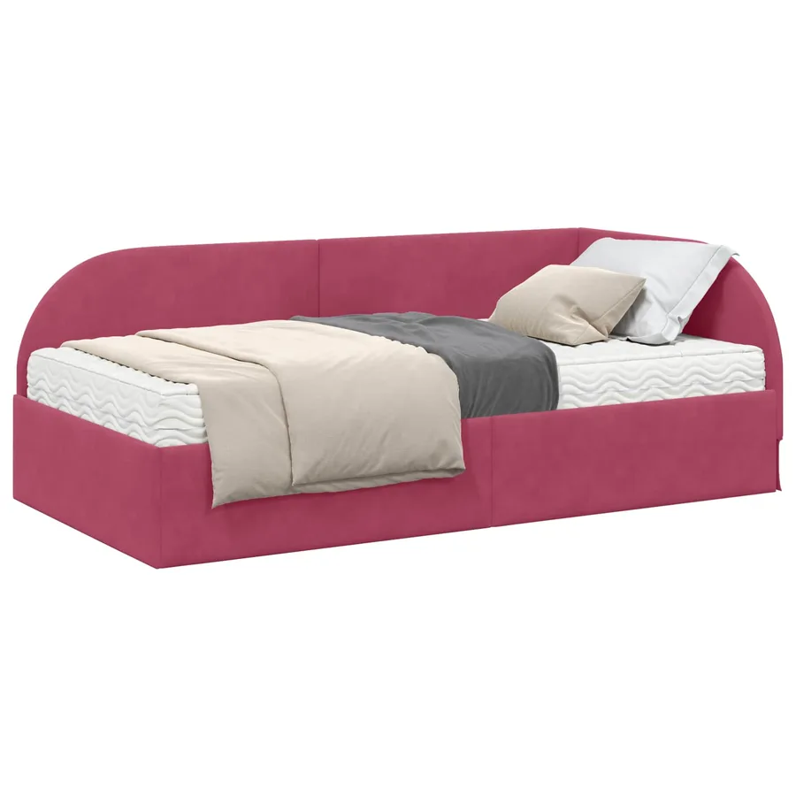 Cadre de lit d'angle avec matelas 2 pcs Vert Velours - 2