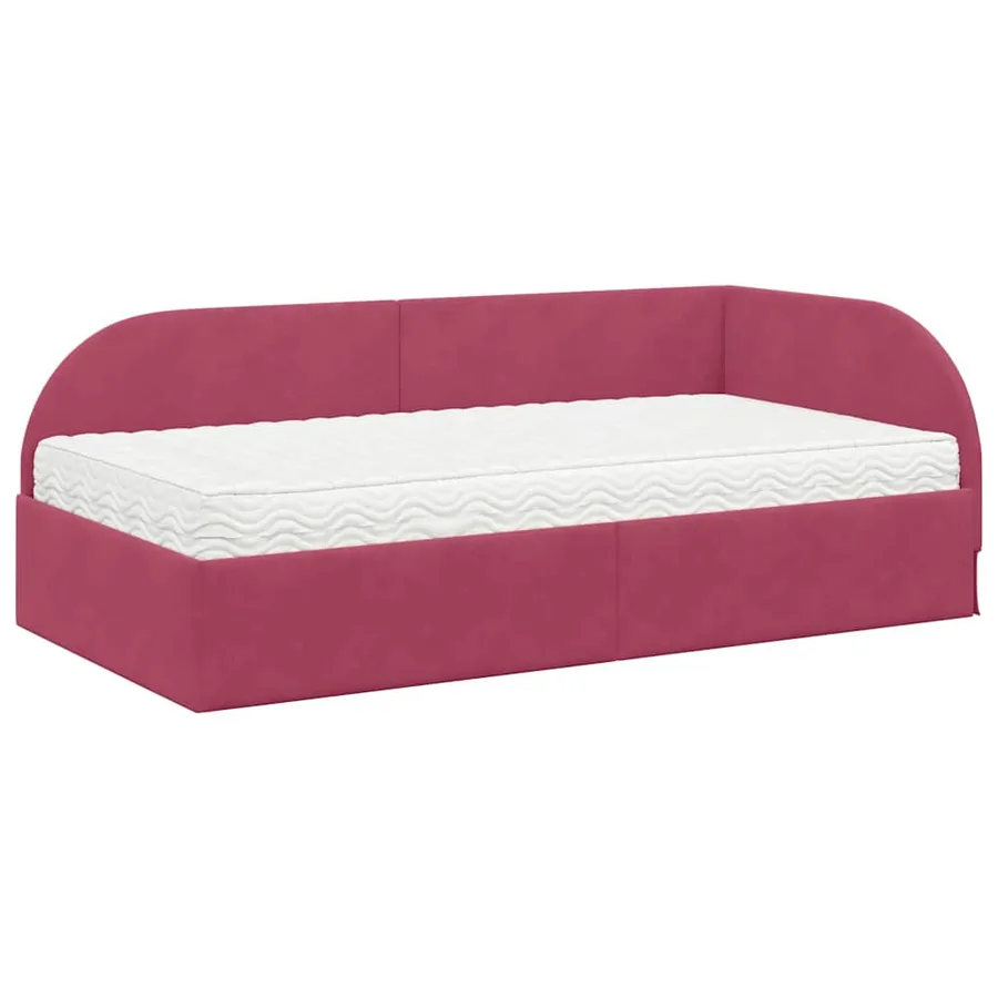 Cadre de lit d'angle avec matelas 2 pcs Vert Velours - 4