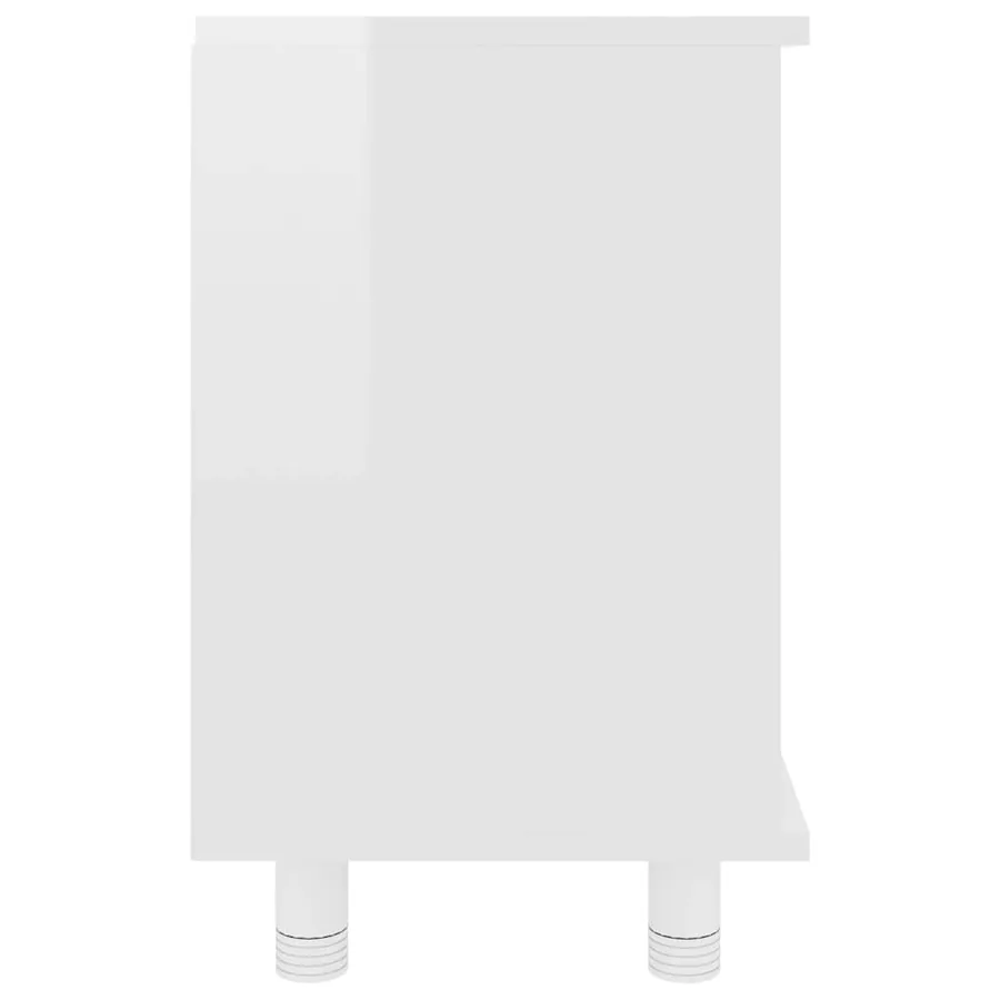 Armoire de salle de bain Blanc brillant Bois d’ingénierie - 7