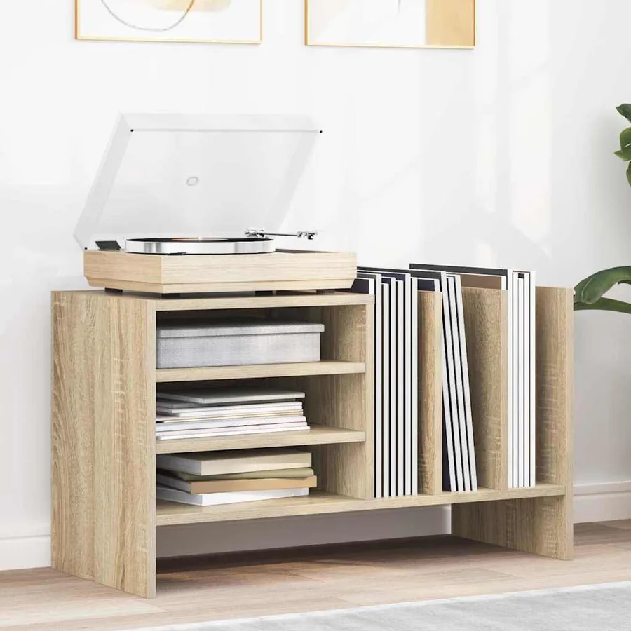 Meuble à vinyles avec étagère Chêne Sonoma 78,5 x 35 x 45 cm