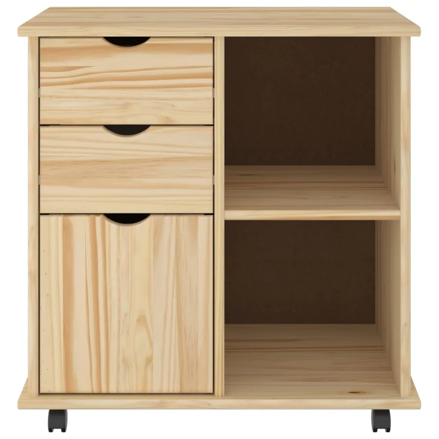 Cabinet roulant Marron 63,5 x 39 x 65,5 cm Bois de Pin Massif - 4