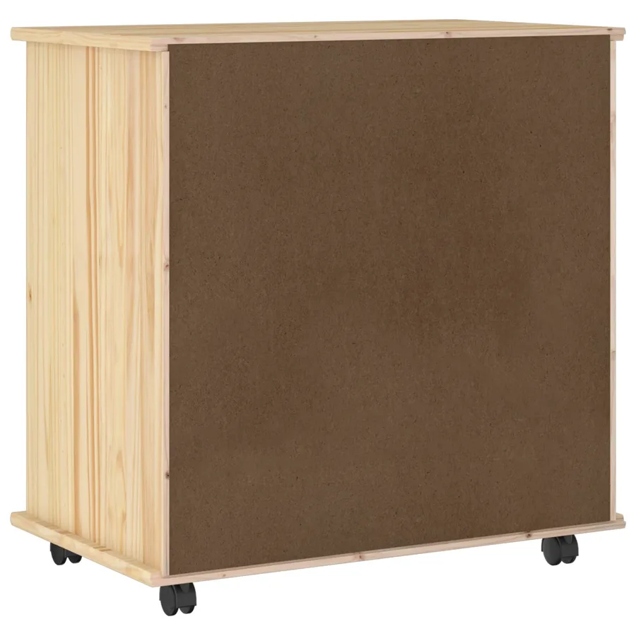 Cabinet roulant Marron 63,5 x 39 x 65,5 cm Bois de Pin Massif - 6