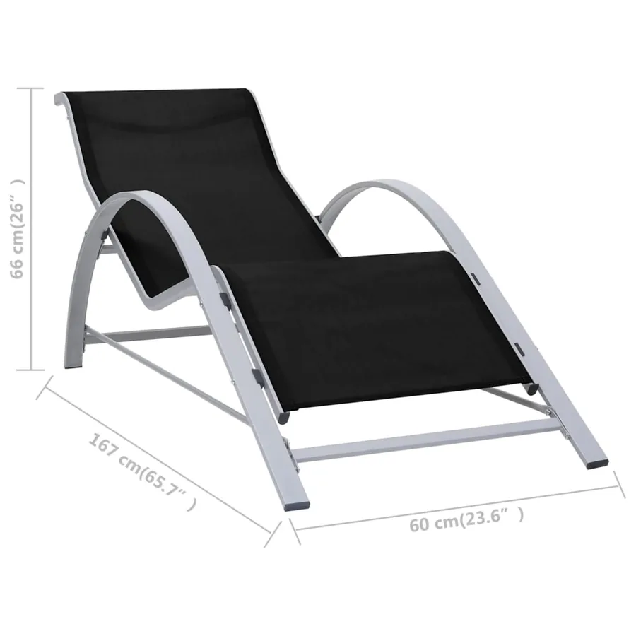 Chaises longues lot de 2 avec table aluminium noir - 12