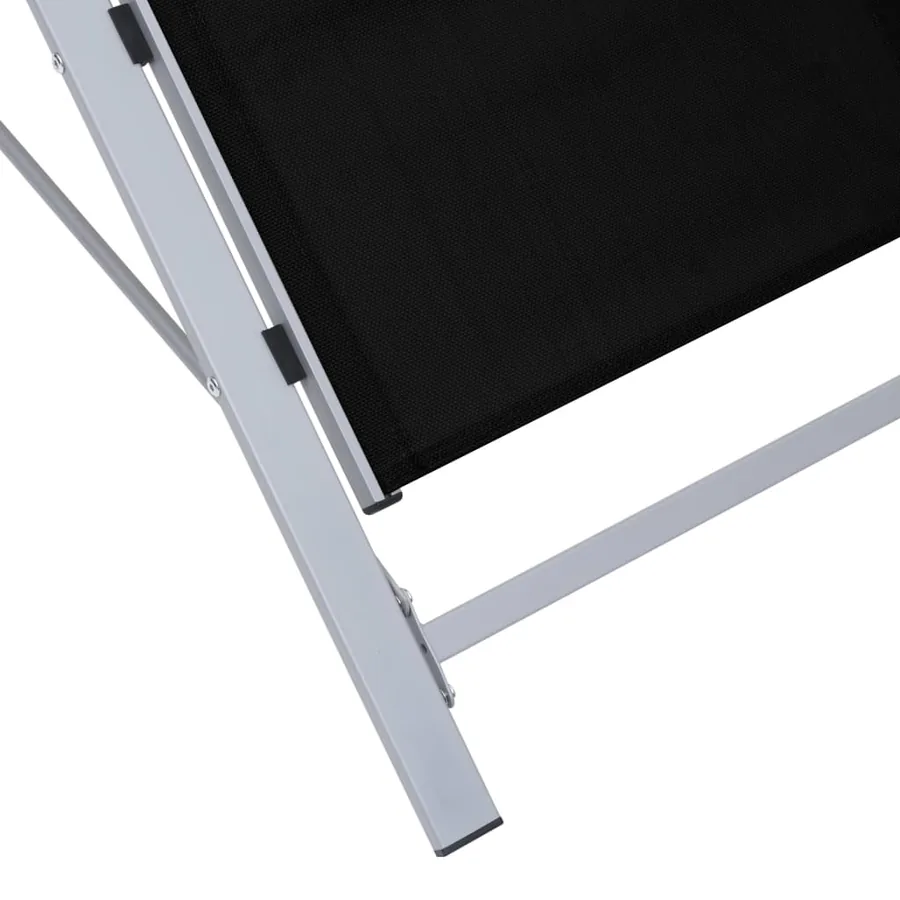 Chaises longues lot de 2 avec table aluminium noir - 7
