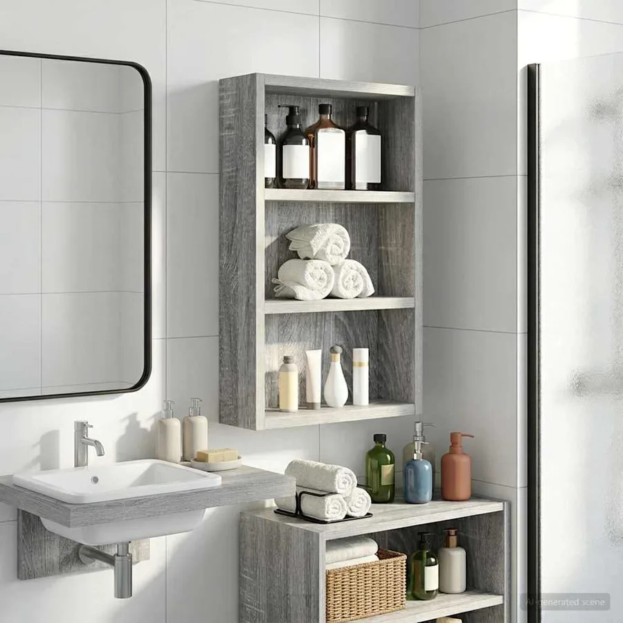 Armoire murale de salle de bain Gris Sonoma 30 x 10 x 50 cm - 4