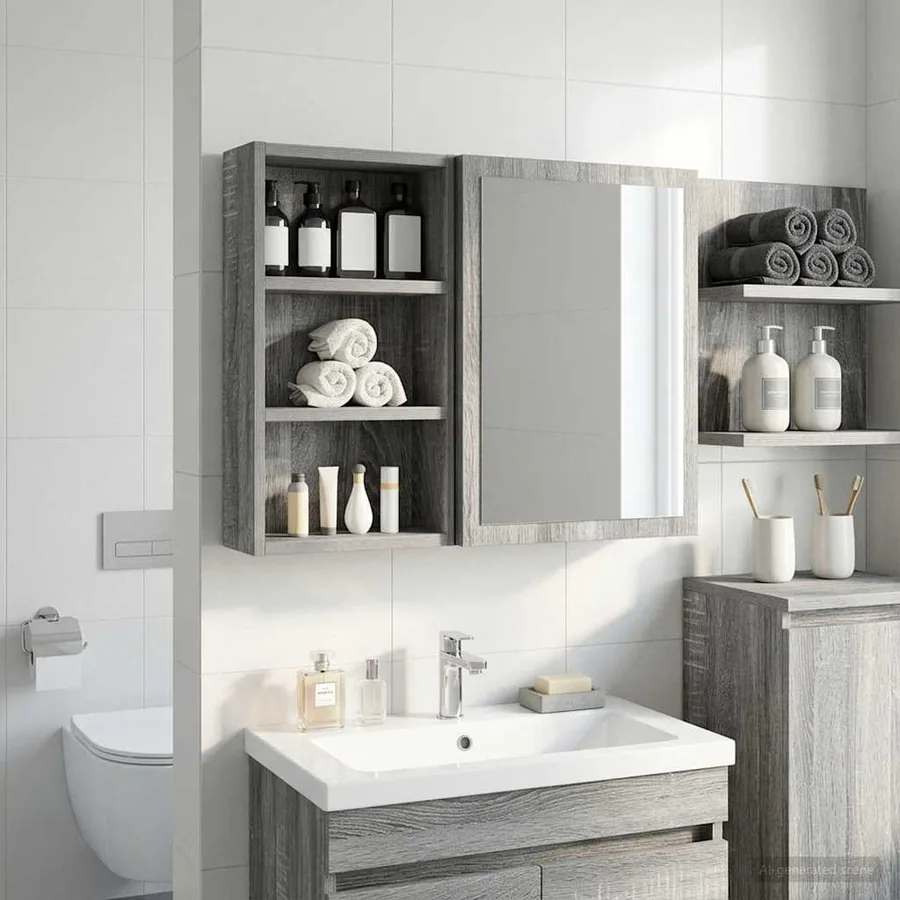 Armoire murale de salle de bain Gris Sonoma 30 x 10 x 50 cm - 5
