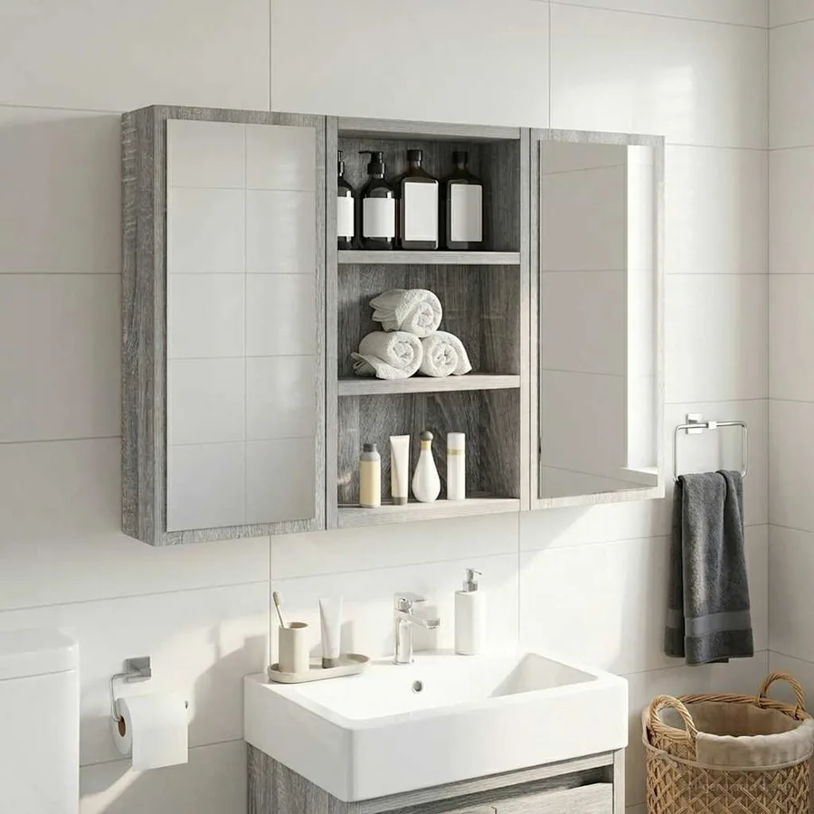 Armoire murale de salle de bain Gris Sonoma 30 x 10 x 50 cm - 6