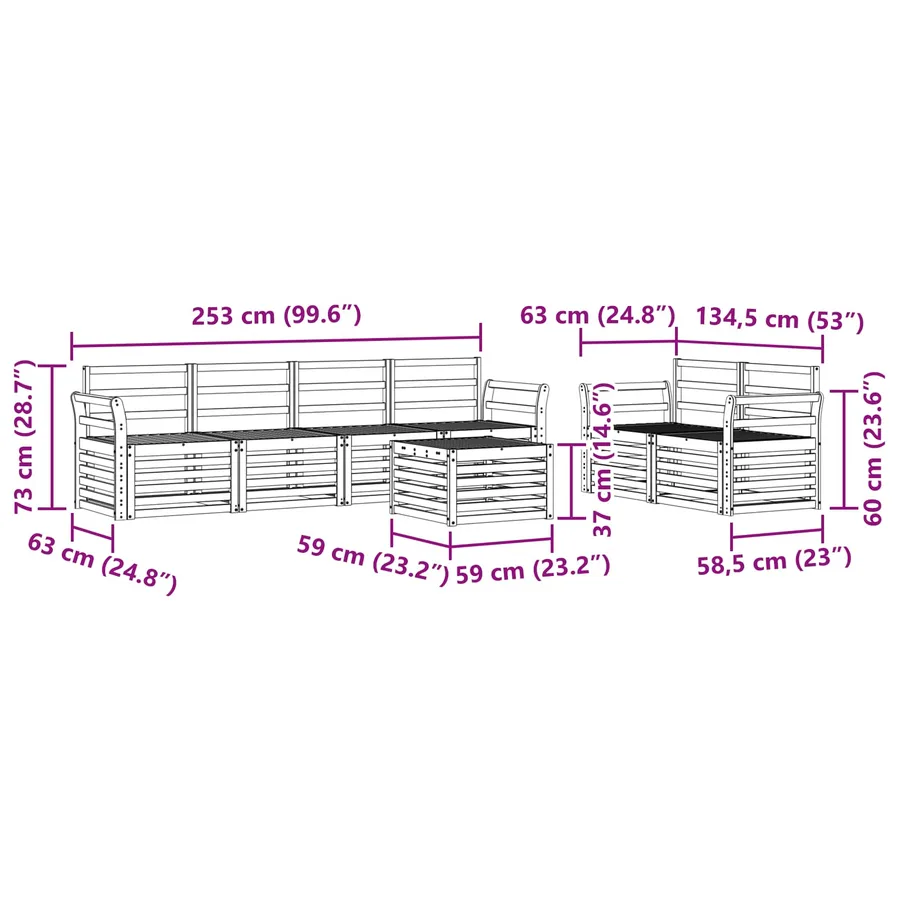 Ensemble de canapés d'extérieur 7 pcs Naturel - 9