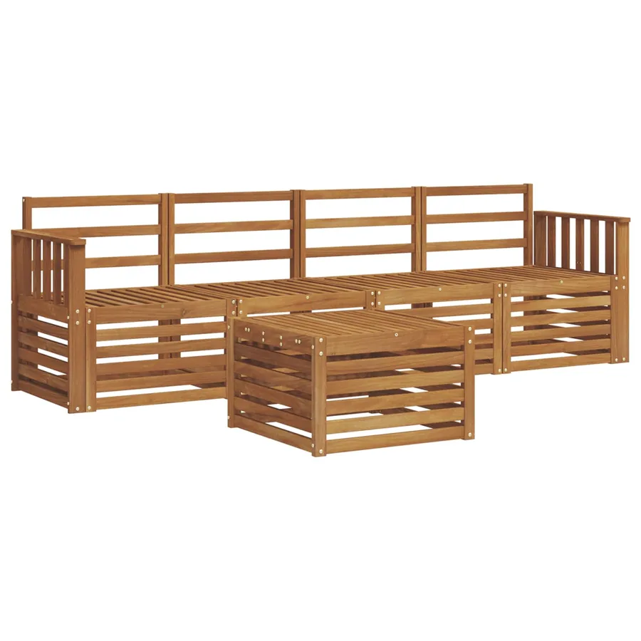 Ensembles de canapés 5 pcs Naturel Bois d'Acacia Massif - 2